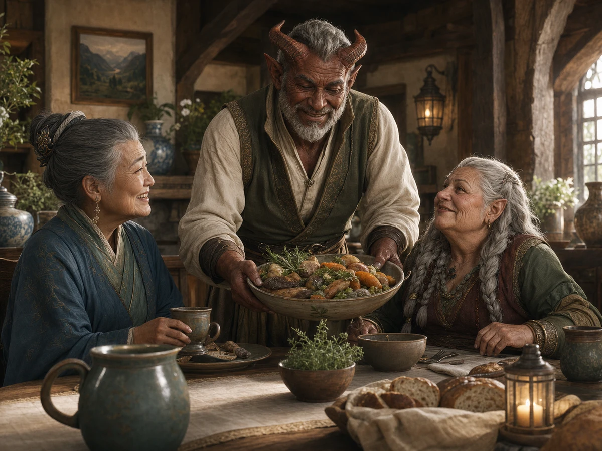 Older residents sharing a meal at The Simmering Kettle